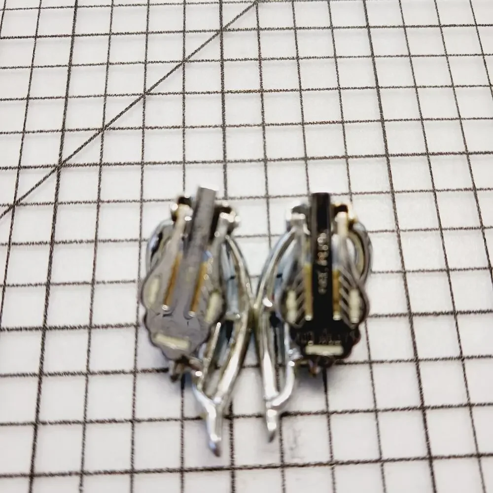Earrings Clip VTG Sarah Coventry Pat Pend Silver Tone Leaf Leaves Mid Century